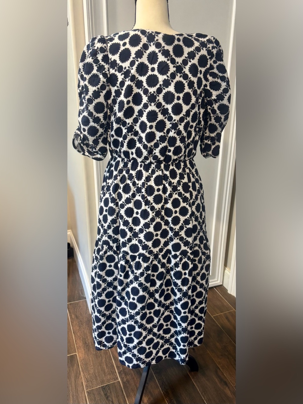 Dark Navy & White Floral Midi Dress - Picture 2 of 5